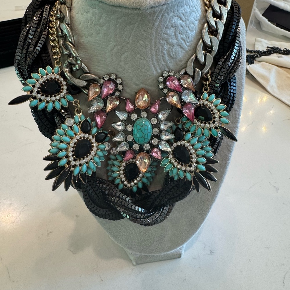 Necklace bundle , Turquoise and Pink Statement Necklace